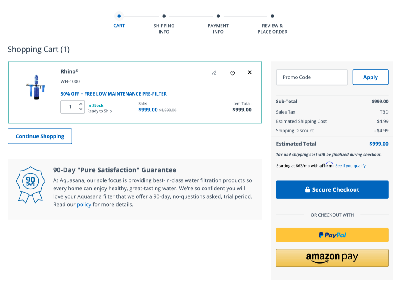 Aquasana_filter checkout page